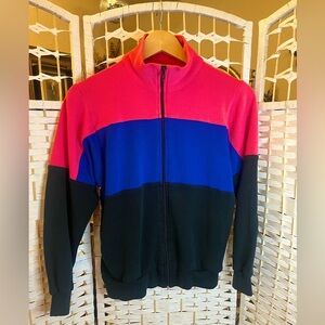 80s Vintage Oshman’s sportswear, color block, zip-up jacket - Small